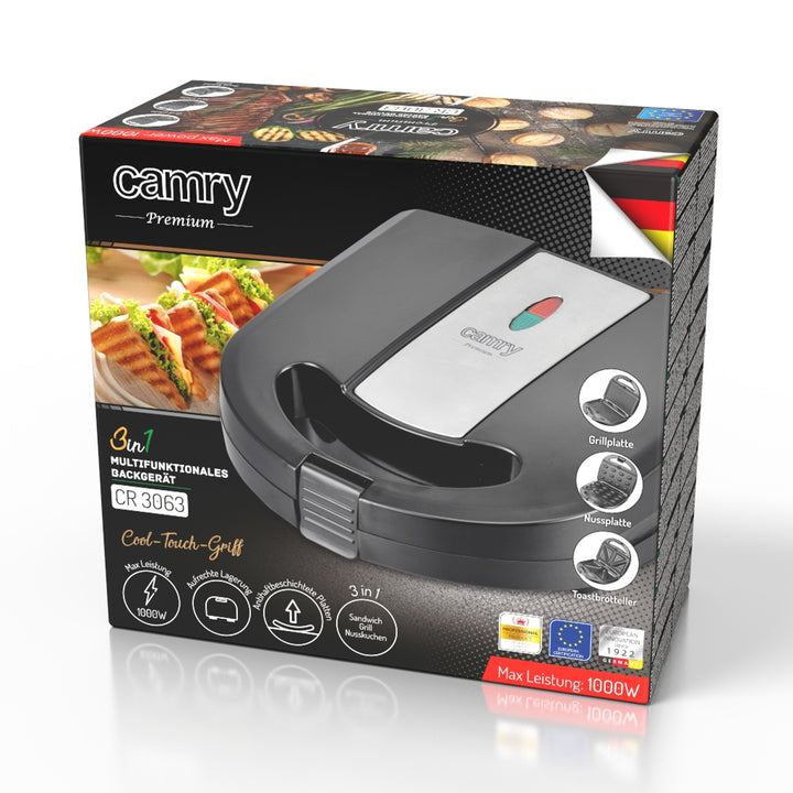 Torradeira multifuncional Camry, torradeira, grelha, torradeira de nozes, 1000 W