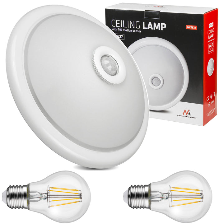 Luminária de teto com sensor PIR Maclean, com fonte de luz LED, 2x máx. 40 W, E27, 220-240 V ~ 50/60 Hz, MCE324 + 2xMCE268