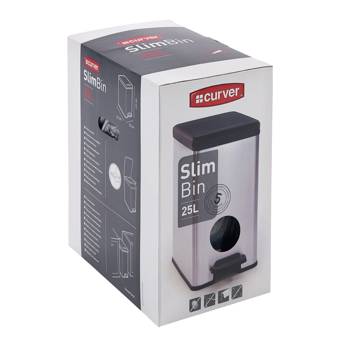 Papeleira com pedal Curver Slim Bin, capacidade de 25 L
