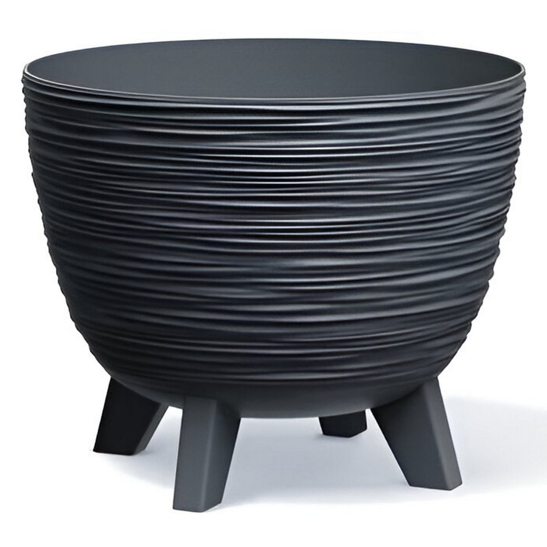Vaso Prosperplast Furu, diâmetro 395 mm, com pés, antracite, DFUR400-S433