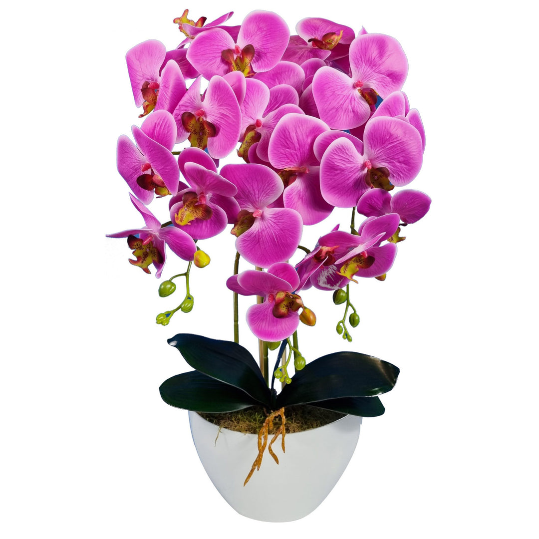 Orquídea artificial Damich, 3 hastes, rosa, borracha, 3 unidades