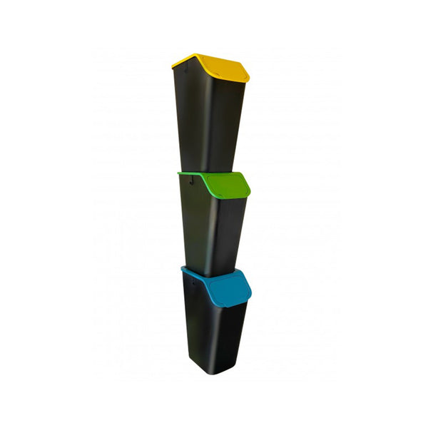 Papeleiras para Reciclagem BINI - Conjunto de 3 - Azul, Amarelo, Verde + Filtro, 3x35L