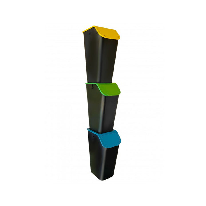 Papeleiras para Reciclagem BINI - Conjunto de 3 - Azul, Amarelo, Verde + Filtro, 3x35L