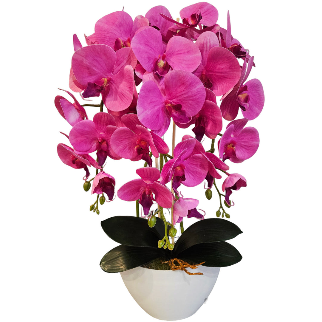 Orquídea de borracha artificial Damich com 3 ramos, rosa, 3pgo2
