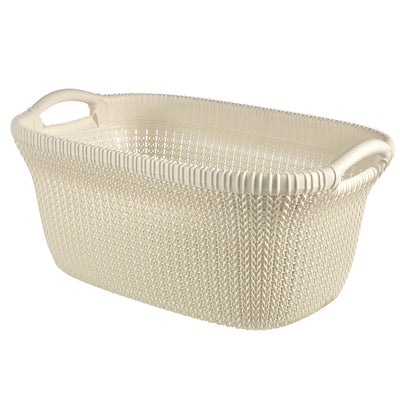 Cesto para roupa suja Curver Knit, cesto para roupa suja com 2 pegas, 40L, creme