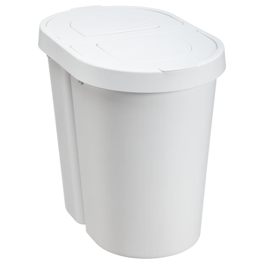 Plast Team Papelera Tapa Abatible, Doble, Blanca, 2 x 25 l, Seattle Swing