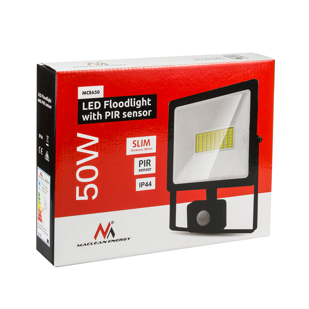2x Foco Maclean MCE650 NW PIR LED com detector de movimento, fino 50W, 4000lm, branco neutro (4000K), IP44