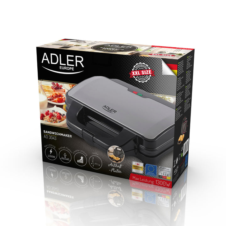 Sanduicheira Adler AD 3043, tamanho XXL, 1300 W