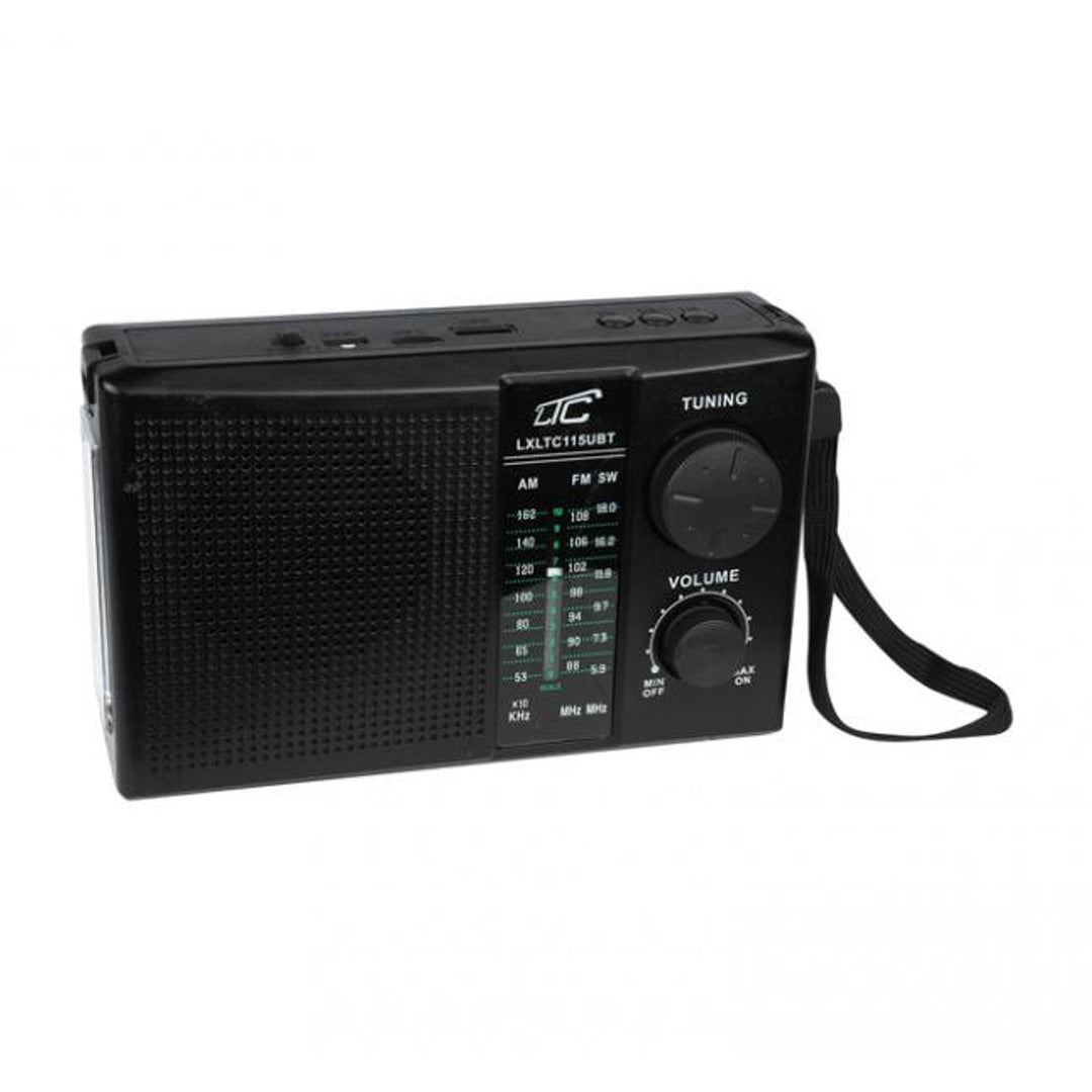Rádio portátil LTC, Bluetooth, FM/AM/SW, painel solar, antena telescópica, LXLTC115UBT