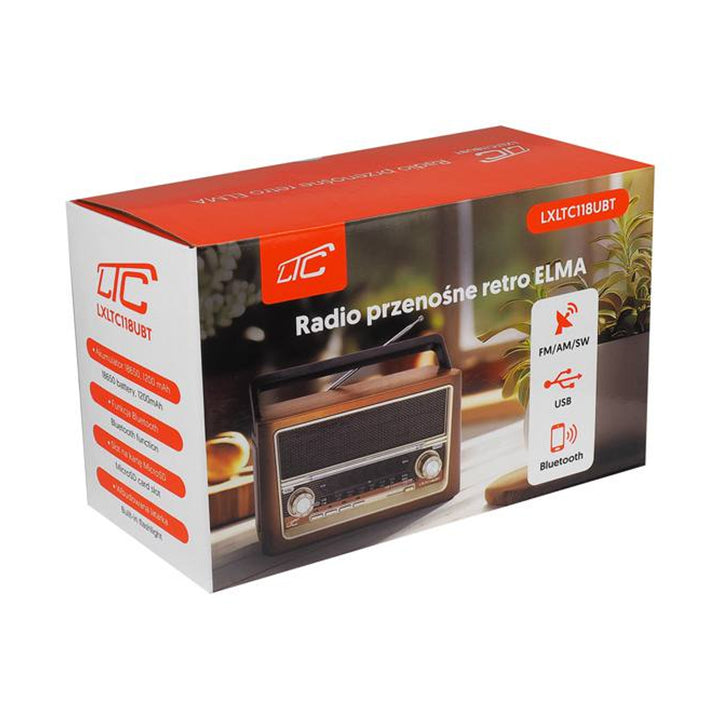 Rádio portátil LTC, Bluetooth, FM/AM/SW, USB, LXLTC118UBT