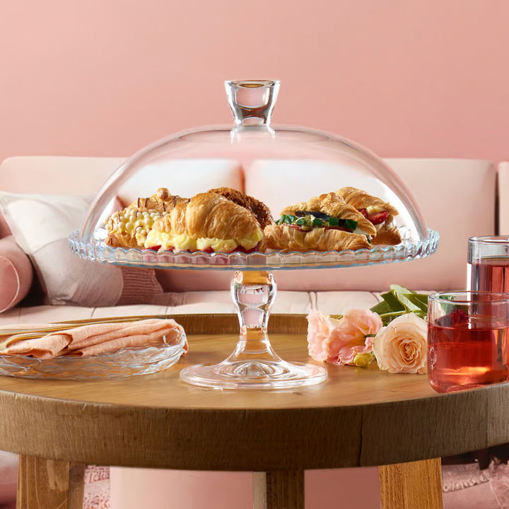 Tabuleiro para Pastelaria Pasabahce Patisserie com Base em Vidro, Prato com Tela Protetora, 32 cm