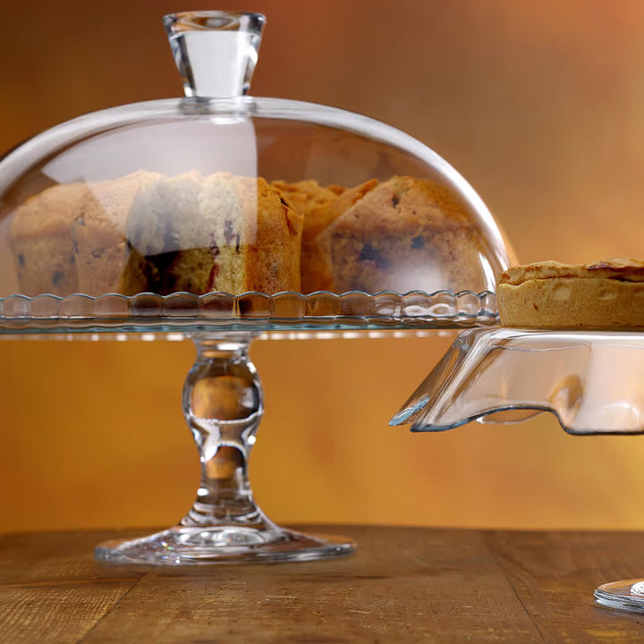 Tabuleiro para Pastelaria Pasabahce Patisserie com Base em Vidro, Prato com Tela Protetora, 32 cm