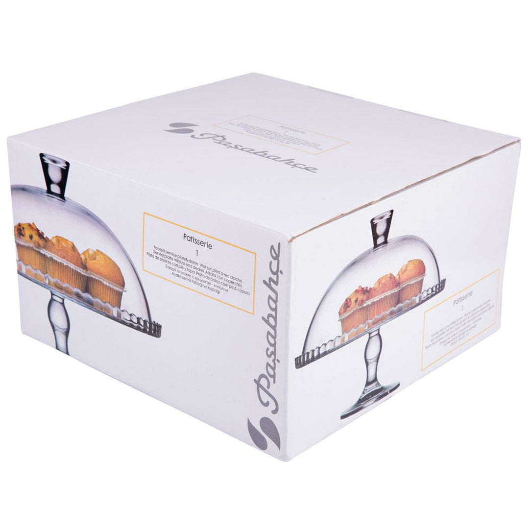 Tabuleiro para Pastelaria Pasabahce Patisserie com Base em Vidro, Prato com Tela Protetora, 32 cm
