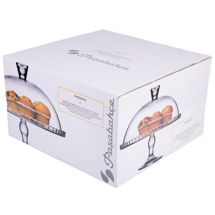 Tabuleiro para Pastelaria Pasabahce Patisserie com Base em Vidro, Prato com Tela Protetora, 32 cm